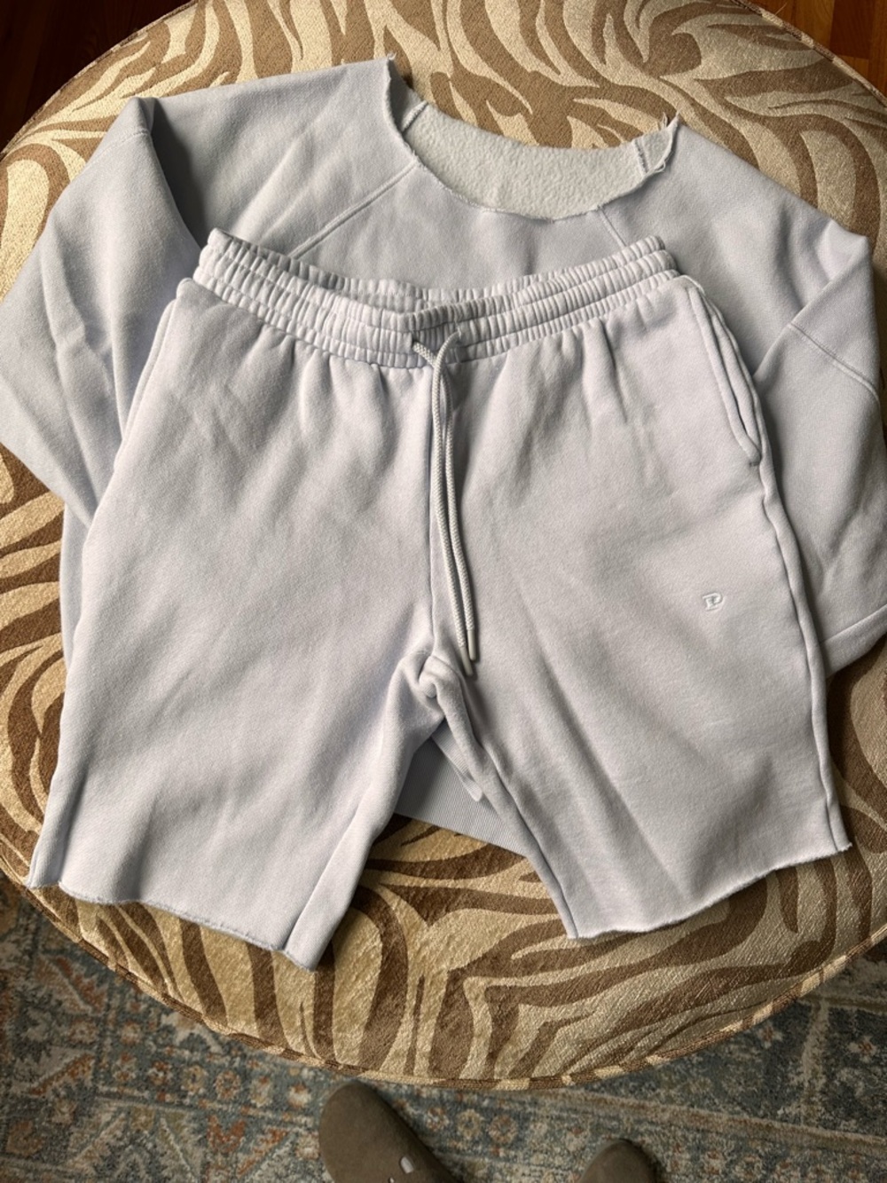 PINK Victoria's Secret pale blue/lavender sweatshirt and matching shorts
